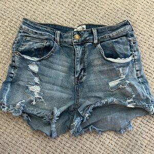 Joyfolie Blue Distressed Jean Shorts